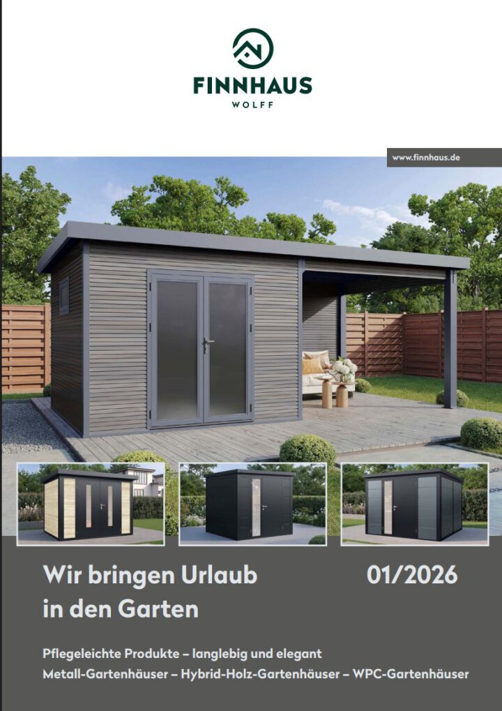 Gartenhäuser aus Metall und WPC, Hybrid-Holz-Gartenhäuser – Finnhaus Wolff